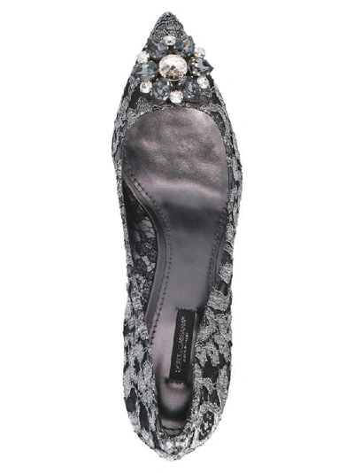 Shop Dolce & Gabbana Bellucci Crystal Embellished Lace Pumps In Silver
