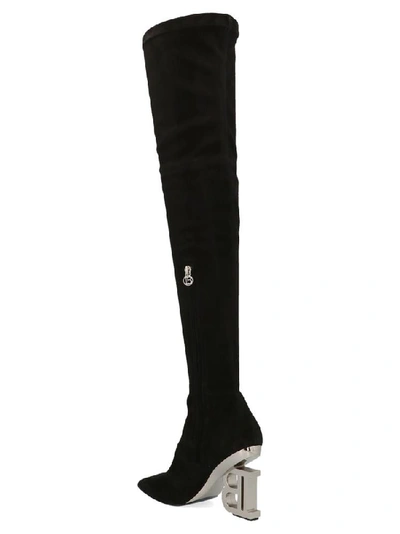 Shop Balmain Logo Heeled Boots In Black