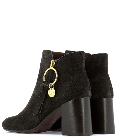 Shop See By Chloé Zipped Block Heel Ankle Boots In Brown