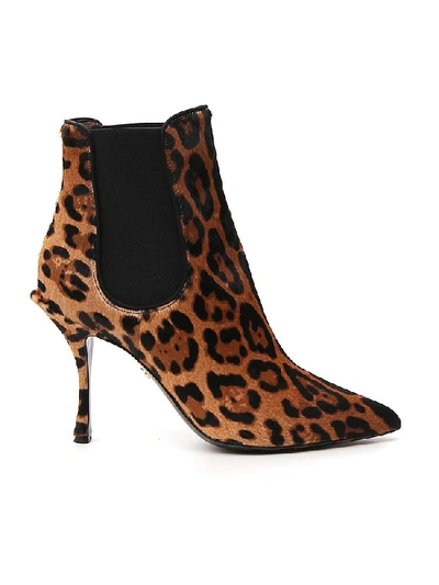 Shop Dolce & Gabbana Leopard Print Ankle Boots In Multi