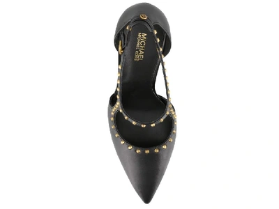 Shop Michael Michael Kors Studded Ankle Strap Pointed Toe Pumps In Black