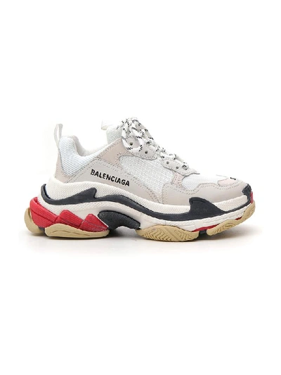 Balenciaga Triple S Logo-embroidered Leather, Nubuck And Mesh Sneakers In  White | ModeSens