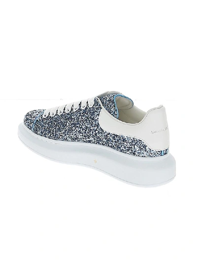 Alexander McQueen Glitter & Metallic Leather Platform Sneakers in Blue