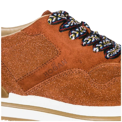 Shop Hogan Glittery Sneakers In Orange