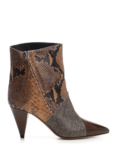 Shop Isabel Marant Python Print Heel Ankle Boots In Brown