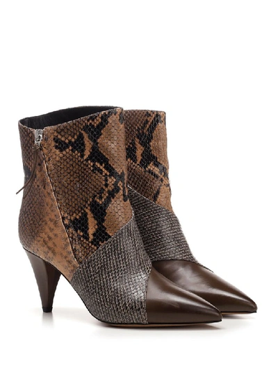 Shop Isabel Marant Python Print Heel Ankle Boots In Brown