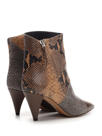 Shop Isabel Marant Python Print Heel Ankle Boots In Brown