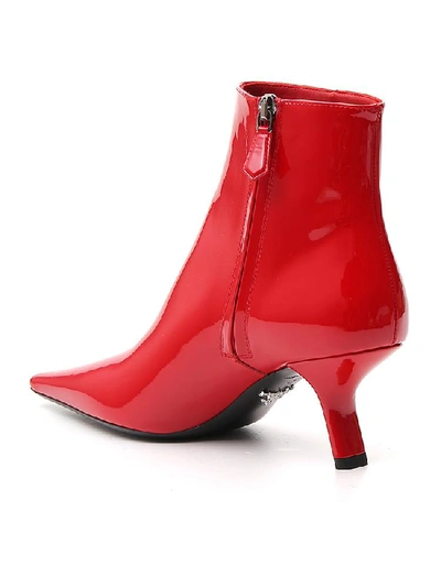 Shop Prada Stiletto Ankle Boots In Red