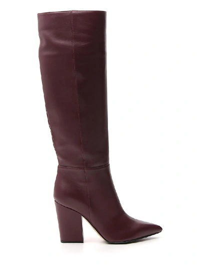 Shop Sergio Rossi Pointed Toe Knee High Boots In Red