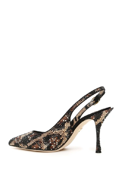 Shop Dolce & Gabbana Leopard Print Embellished Slingback Pumps In Multi