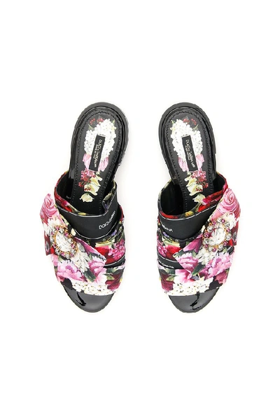 Shop Dolce & Gabbana Flower Print Sandals In Multi
