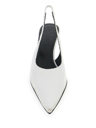 Shop Mm6 Maison Margiela Slingback Pointed Toe Pumps In White