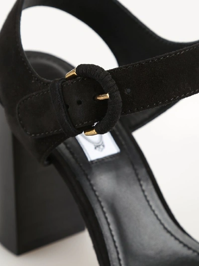 Shop Tod's Buckle Detail Chunky Heel Sandal In Black