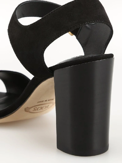 Shop Tod's Buckle Detail Chunky Heel Sandal In Black