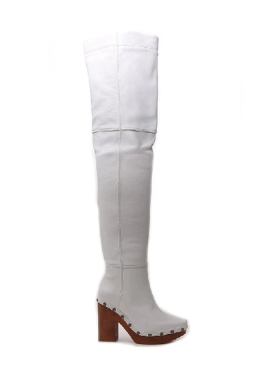 Shop Jacquemus Sabot Knee In White