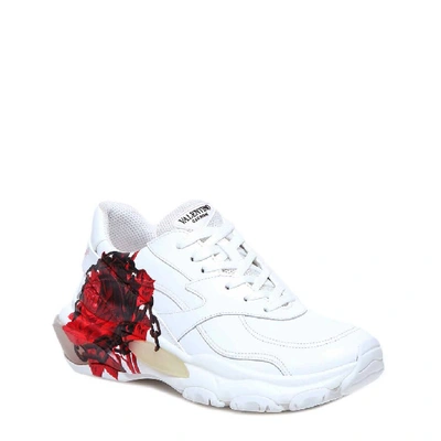 Shop Valentino X Undercover Bounce Rose Printed Sneakers In White