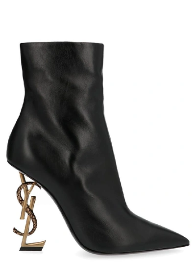 Shop Saint Laurent Opyum 110 Pointed Toe Ankle Boots In Black