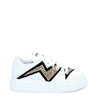 Prada Lightning Bolt Low-top Sneakers In White | ModeSens