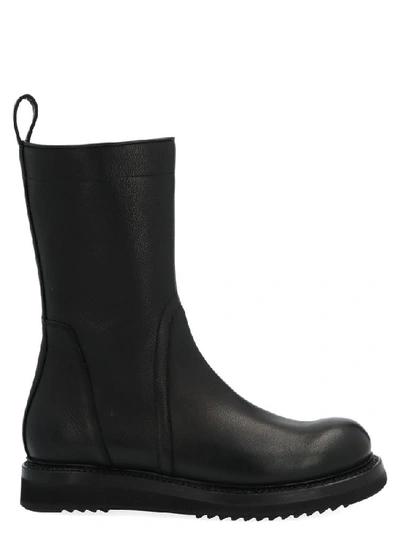 Shop Rick Owens Pebbled Zipped Ankle Boots In Black