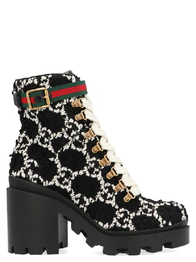 Shop Gucci Gg Tweed Ankle Boots In Multi