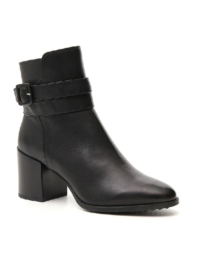 Shop Tod's Buckle Detail Ankle Boots In Black