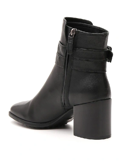 Shop Tod's Buckle Detail Ankle Boots In Black