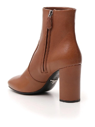 Shop Prada Madras Booties In Brown