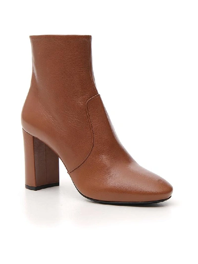 Shop Prada Madras Booties In Brown