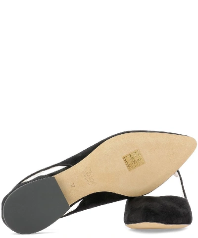 Shop Chloé Scalloped Edge Slingback Ballerinas In Black