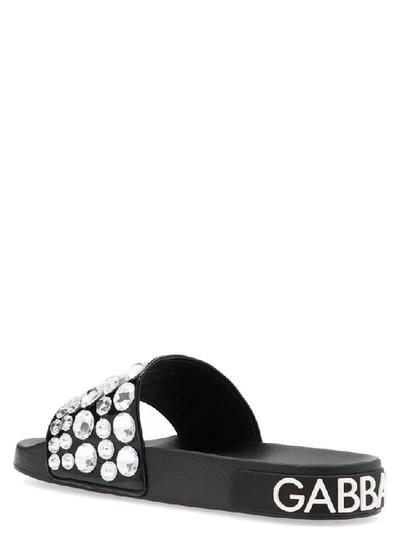 Shop Dolce & Gabbana Jewel Embellished Slides In Black