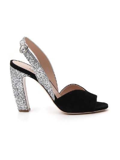 Shop Miu Miu Slingback Glitter Detail Sandals In Multi