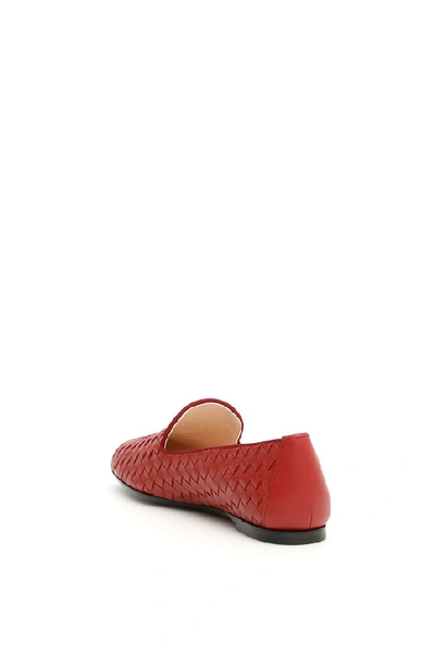 Shop Bottega Veneta Intreccio Slippers In Red