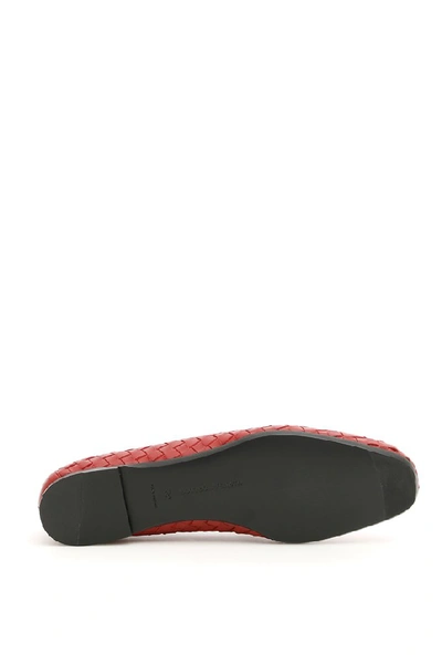 Shop Bottega Veneta Intreccio Slippers In Red