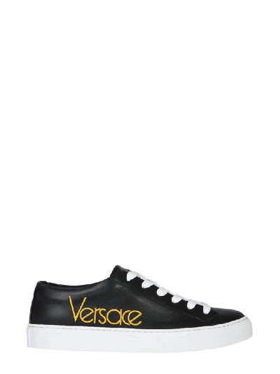 Shop Versace Embroidered Logo Sneakers In Multi