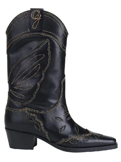 Shop Ganni High Texas Boots In Black