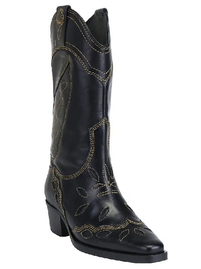 Shop Ganni High Texas Boots In Black