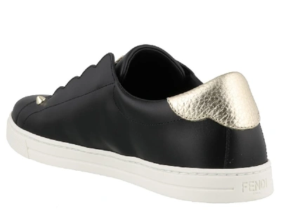 Shop Fendi Elasticated Logo Band Slip On Sneakers In Black