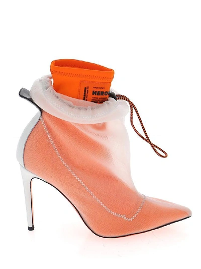 Shop Heron Preston Heeled Drawstring Ankle Boots In Orange