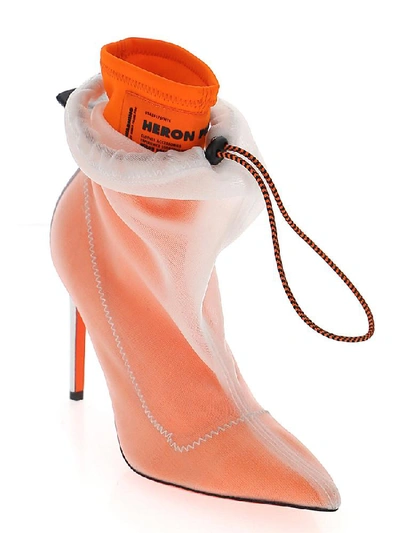 Shop Heron Preston Heeled Drawstring Ankle Boots In Orange