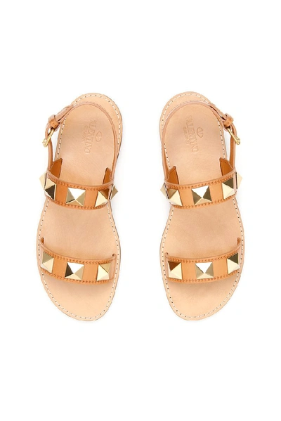 Shop Valentino Garavani Rockstud Sandals In Brown