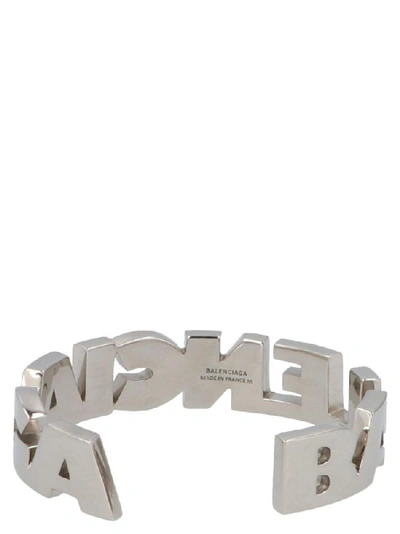 Shop Balenciaga Typo Bracelet In Silver