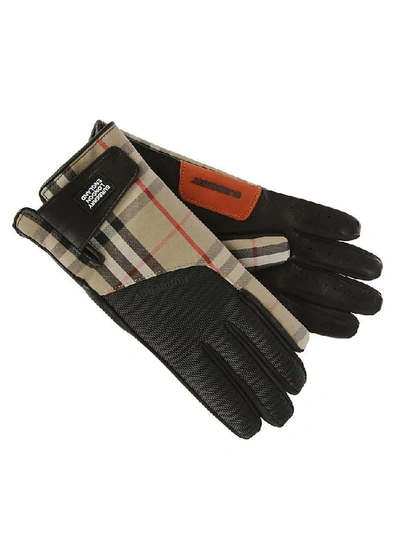 Shop Burberry Logo Appliqué Vintage Check Gloves In Multi