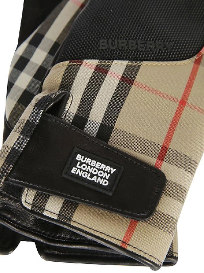 Shop Burberry Logo Appliqué Vintage Check Gloves In Multi