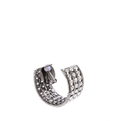 Shop Silvia Gnecchi Embellished Hoop Earrings In Sliver