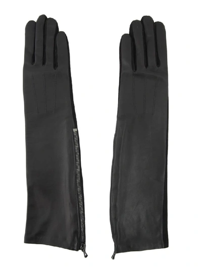Shop Lanvin Long Silk Gloves In Black