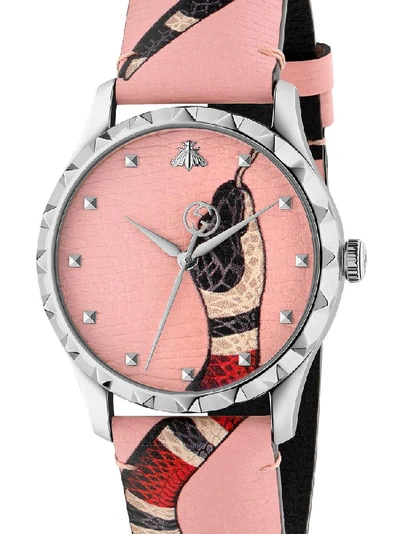 Shop Gucci Le Marché Des Merveilles 38mm Watch In Pink