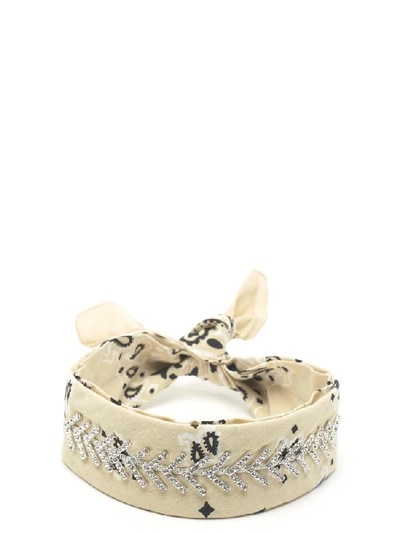 Shop Fallon Embellished Bandana Choker In Beige