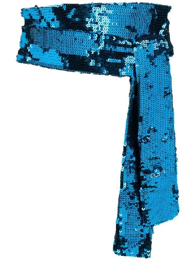 Shop Attico Sequin Embroidered Waist Belt In Blue