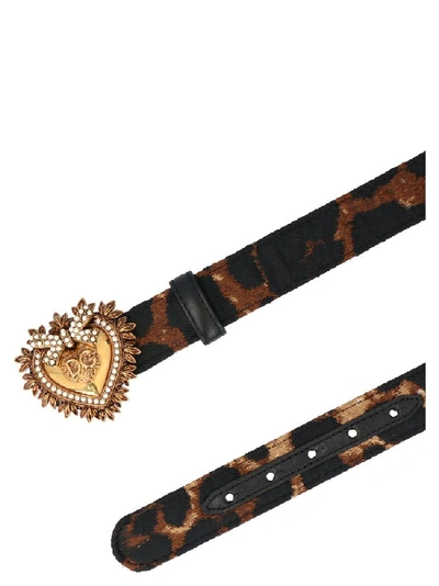 Shop Dolce & Gabbana Leopard Print Heart Buckle Belt In Multi