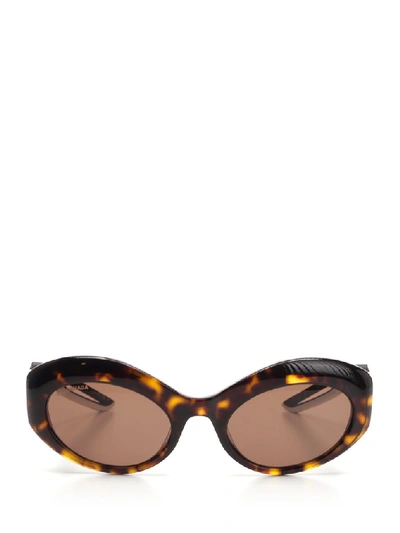 Shop Balenciaga Hybrid Oval Sunglasses In Brown